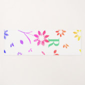 Monogramm Pink Lilac Gelb Aquamarine Blumenfarbe Yogamatte (Vorderseite (Horizontal))