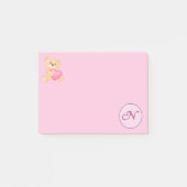 Monogramm Pink N Post-it Klebezettel (Vorderseite)