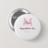 Monogramm Pink-Name der Mutter am Tag Button (Vorne & Hinten)