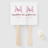 Monogramm Pink-Name der Mutter am Tag Fächer (Vorne und Hinten)