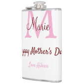 Monogramm Pink-Name der Mutter am Tag Flachmann (Links)