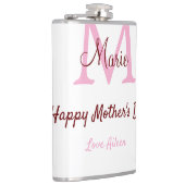 Monogramm Pink-Name der Mutter am Tag Flachmann (Rechts)
