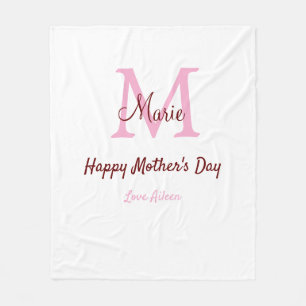 Monogramm Pink-Name der Mutter am Tag Fleecedecke