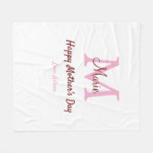 Monogramm Pink-Name der Mutter am Tag Fleecedecke (Vorderseite (Horizontal))