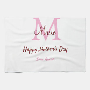 Monogramm Pink-Name der Mutter am Tag Geschirrtuch