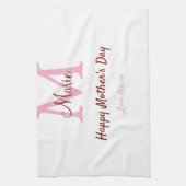Monogramm Pink-Name der Mutter am Tag Geschirrtuch (Vertikal)
