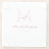 Monogramm Pink-Name der Mutter am Tag Glasuntersetzer (Rückseite)