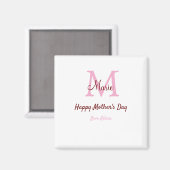 Monogramm Pink-Name der Mutter am Tag Magnet (Vorderseite/Rückseite)