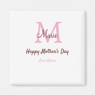 Monogramm Pink-Name der Mutter am Tag Magnet