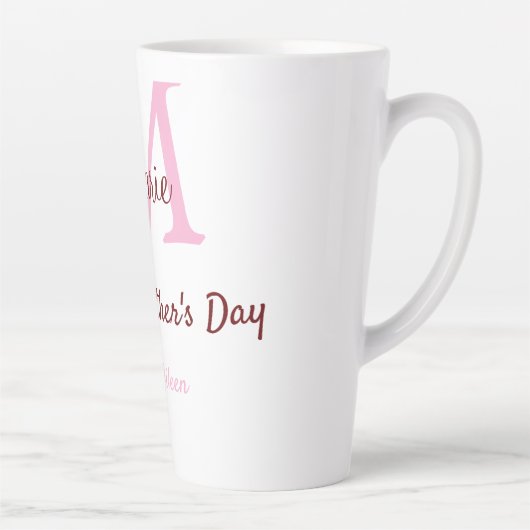 Monogramm Pink-Name der Mutter am Tag Milchtasse (Rechts)