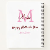 Monogramm Pink-Name der Mutter am Tag Notizblock (Rückseite)