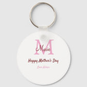 Monogramm Pink-Name der Mutter am Tag Schlüsselanhänger (Rückseite)