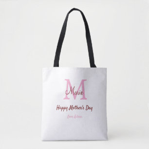 Monogramm Pink-Name der Mutter am Tag Tasche