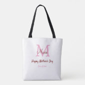 Monogramm Pink-Name der Mutter am Tag Tasche (Rückseite)
