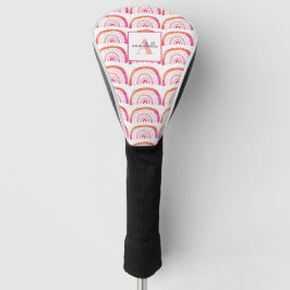 Monogramm Pink Peach Rainbow Muster Personalisiert Golf Headcover