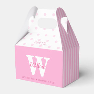 Monogramm Pink Polka Dosen Streifen Gable Gefälli Geschenkschachtel