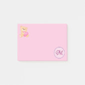 Monogramm Pink Post-it Klebezettel (Vorderseite)