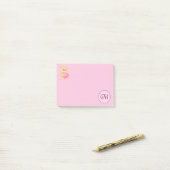Monogramm Pink Post-it Klebezettel (Auf Schreibtisch)