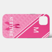 Monogramm Pink Ribbon Brustkrebs Überleben Case-Mate iPhone Hülle (Rückseite (Horizontal))