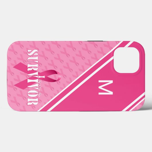 Monogramm Pink Ribbon Brustkrebs Überleben Case-Mate iPhone Hülle (Rückseite (Horizontal))