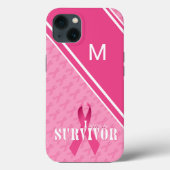 Monogramm Pink Ribbon Brustkrebs Überleben Case-Mate iPhone Hülle (Rückseite)