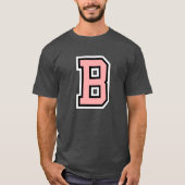 Monogramm Pink Schwarz-weiße Uni Initial B T-Shirt (Vorderseite)