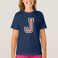 Monogramm Pink Schwarz-weiße Uni Initial J