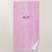 Monogramm Pink Strandtuch (Vorderseite)