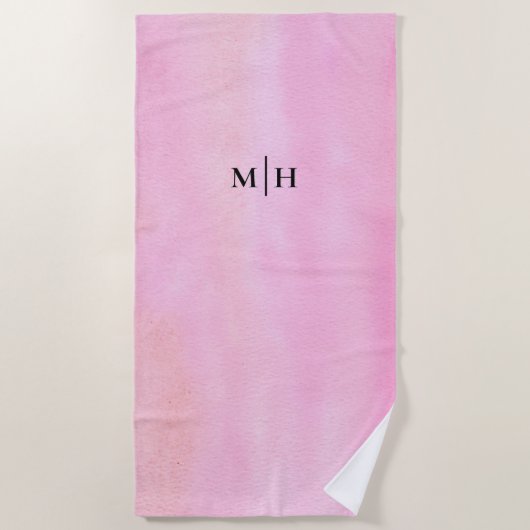 Monogramm Pink Strandtuch (Vorderseite)