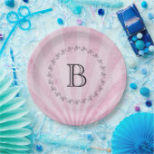 Monogramm Pink Sunray Shabby Textur Pappteller (Party)