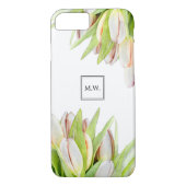 Monogramm Pink und grüne Tulips Case-Mate iPhone Hülle (Rückseite)