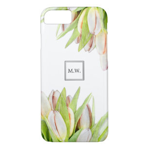 Monogramm Pink und grüne Tulips Case-Mate iPhone Hülle