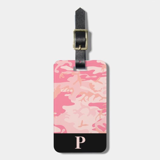 Monogramm Pink und Peach Camouflage Camouflage Bla Gepäckanhänger (Vorderseite vertikal)