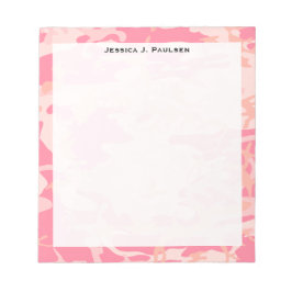 Monogramm Pink und Peach Camouflage Notizblock