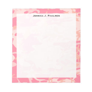 Monogramm Pink und Peach Camouflage Notizblock