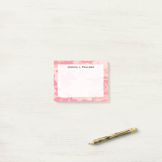 Monogramm Pink und Peach Camouflage Post-it Klebezettel (Auf Schreibtisch)