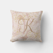 Monogramm Pink und White Marble Wirbel Gold Glitte