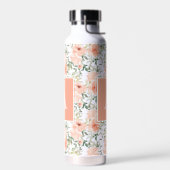 Monogramm Pink Vintag Floral Rose Trinkflasche (Links)