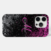 Monogramm Pink/Weiß-Glitzer Case-Mate iPhone Hülle (Rückseite (Horizontal))