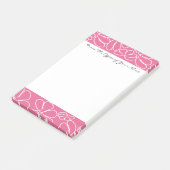 Monogramm-Pink wunderliches Ikat Blumenmuster Post-it Klebezettel (angewinkelt)