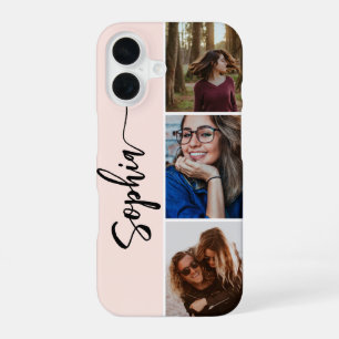 Monogramm Pinselkalligrafie-Foto Rosa iPhone 16 Hülle