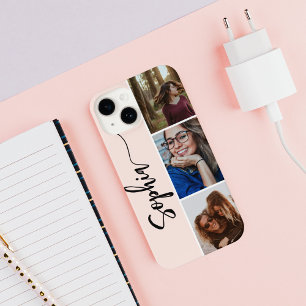 Monogramm Pinselkalligrafie-Foto Rosa iPhone 14 Hülle