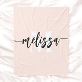Monogramm Pinselkalligrafie Rosa Fleecedecke