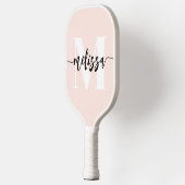 Monogramm Pinselkalligrafie Rosa Pickleball Schläger (Links)