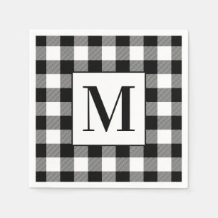 Monogramm Plaid schwarz-weiß Büffel Serviette