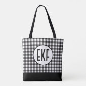 Monogramm Plaid Schwarz-Weiß Büffel Trendig Tasche (Rückseite)