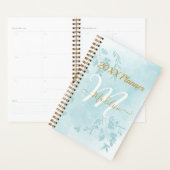 Monogramm-Planer für Aquarellblau-Blätter Planer (Anzeige)