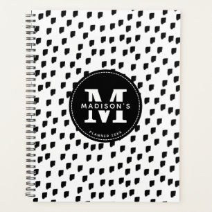 Monogramm-Planer für Schwarz-weiße Streifen Planer