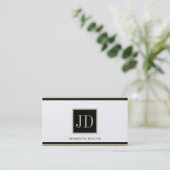 Monogramm-Plaque mit dem Goldenen Schwarz/Tan-Quad Visitenkarte (Stehend Vorderseite)