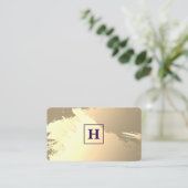 Monogramm | Platz | Gold gebürstet Visitenkarte (Stehend Vorderseite)